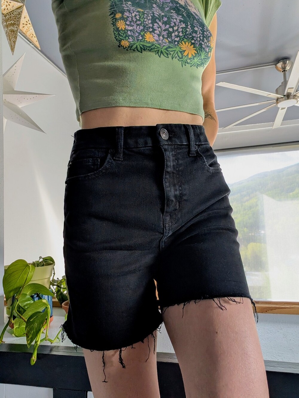 American Eagle Black Denim Cutoff Shorts